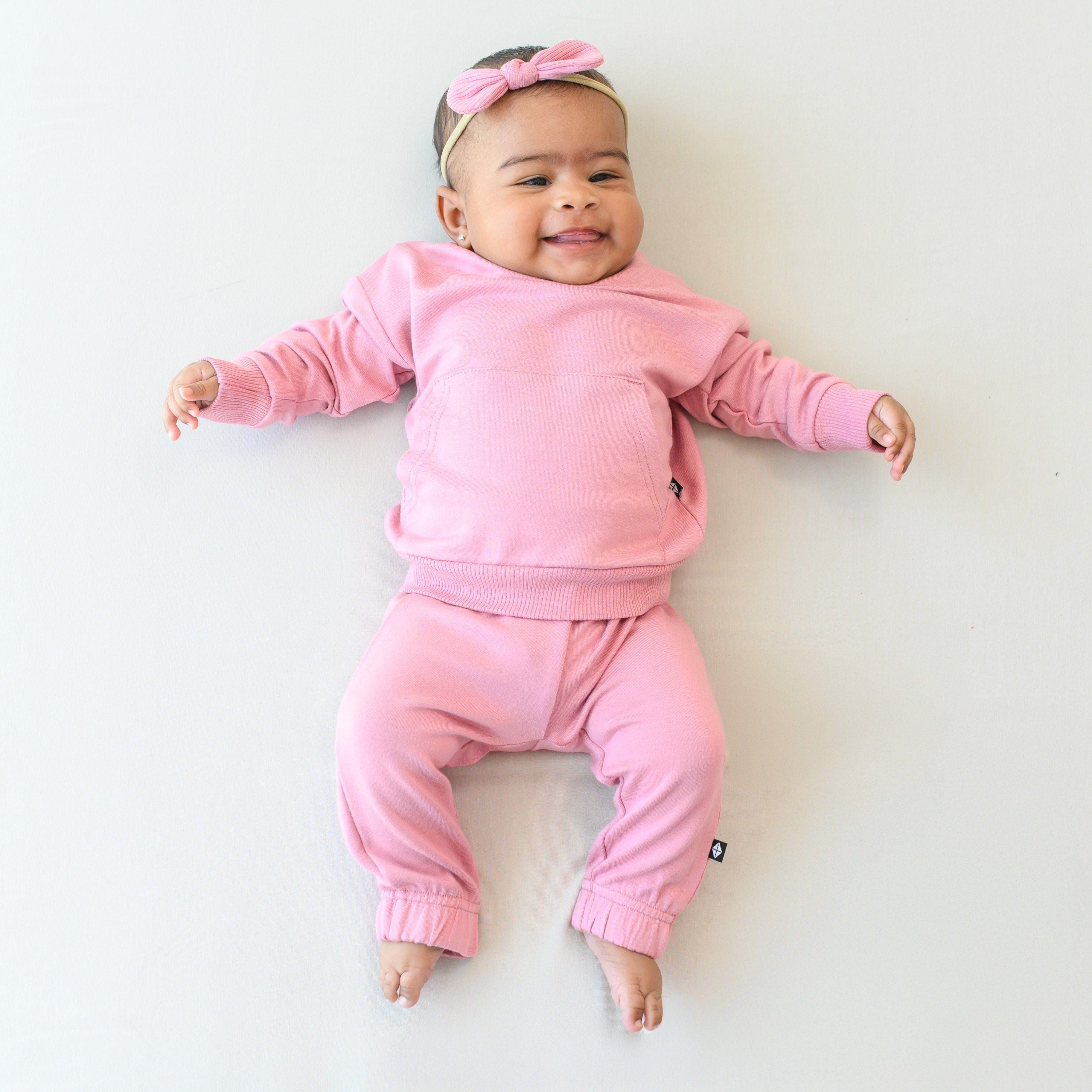 French Terry Jogger Set in Apple Blossom | Soft Cotton Lounge Pants & Hoodie Outfit | Women's Casual Loungewear for Home, Yoga & Running