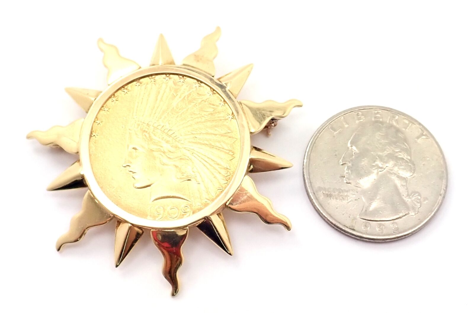 Authentic Verdura 18k & 22k Yellow Gold $10 US Coin Pin Brooch - Vintage Jewelry for Collectors & Special Occasions