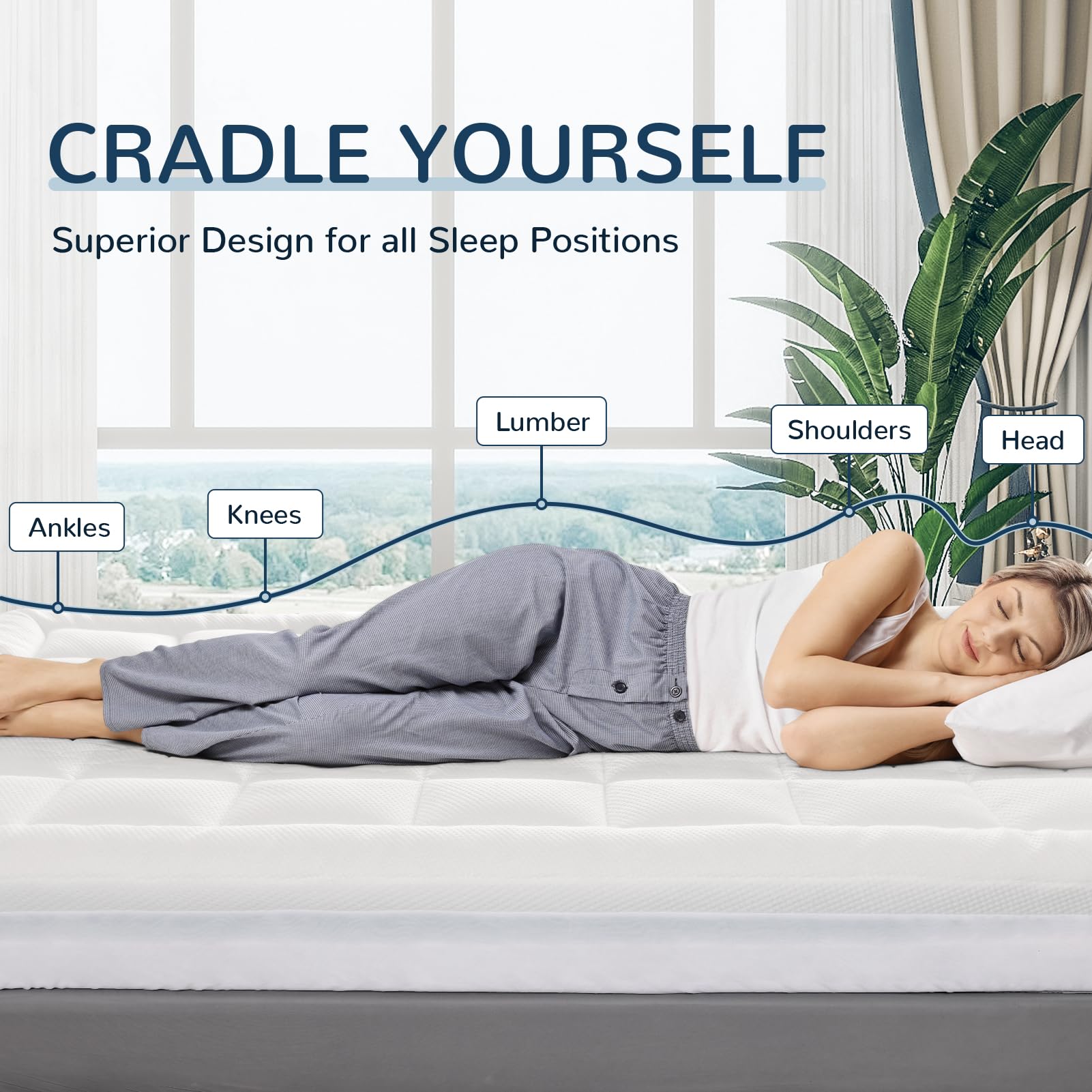 Dual Layer 3 Inch Memory Foam Mattress Topper - Ultra Soft & Breathable Twin Size Mattress Pad with Pillow Cases - Perfect for Back Pain Relief & Pressure Relief - Ideal for Guest Beds, Dorms & Home Use (3975)