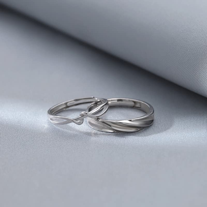 Bishilin 925 Sterling Silver Wedding Ring Set for Women - Elegant Crystal Promise Rings for Couples, Anniversary & Engagement Jewelry Gift - Perfect for Romantic Occasions, Proposals & Special Moments