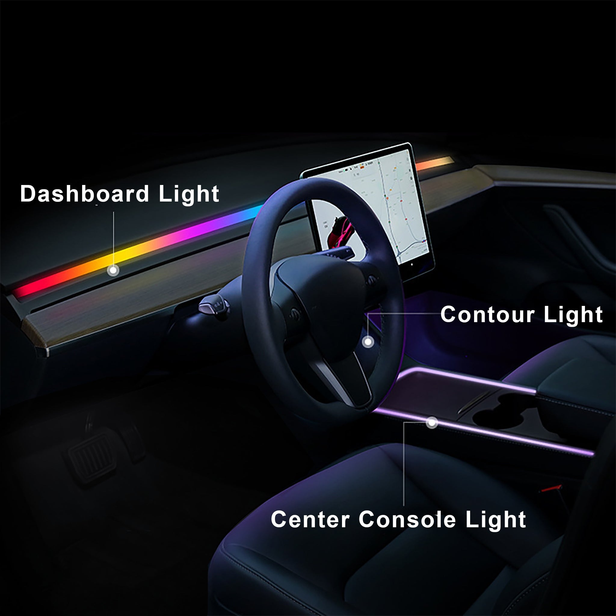 Tesla Model Y/3 Neon Ambient LED Lighting Kit - Custom Car Interior Lights for Mood & Style | Perfect for Night Driving, Parties & Car Shows