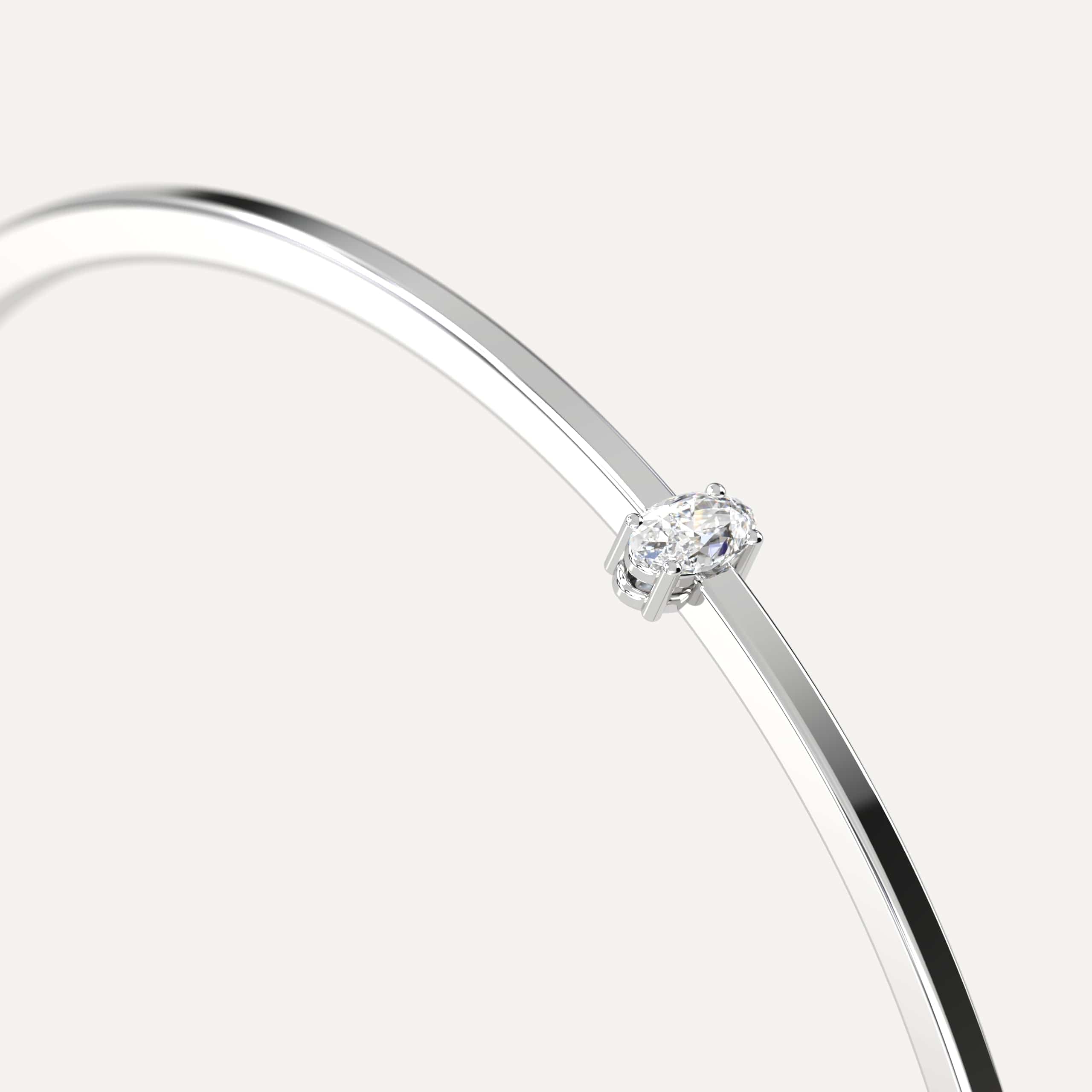 1/4 Carat Oval Diamond Solitaire Bangle Bracelet - Elegant 14K Gold Women's Jewelry for Weddings, Anniversaries & Special Occasions