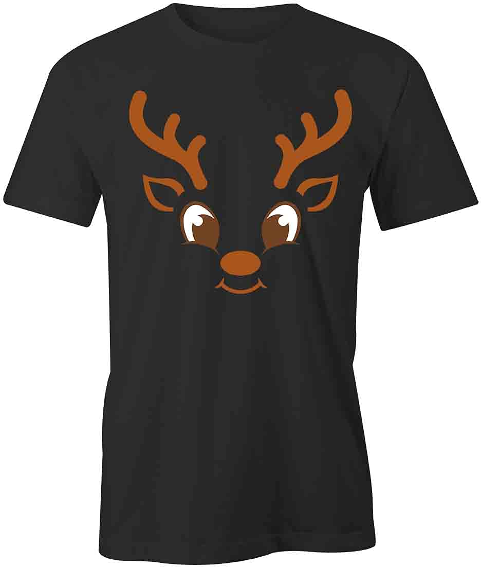 Reindeer Graphic T-Shirt for Men & Women - Soft Cotton Black Printed Tee - Christmas Holiday Party Outfit & Casual Wear