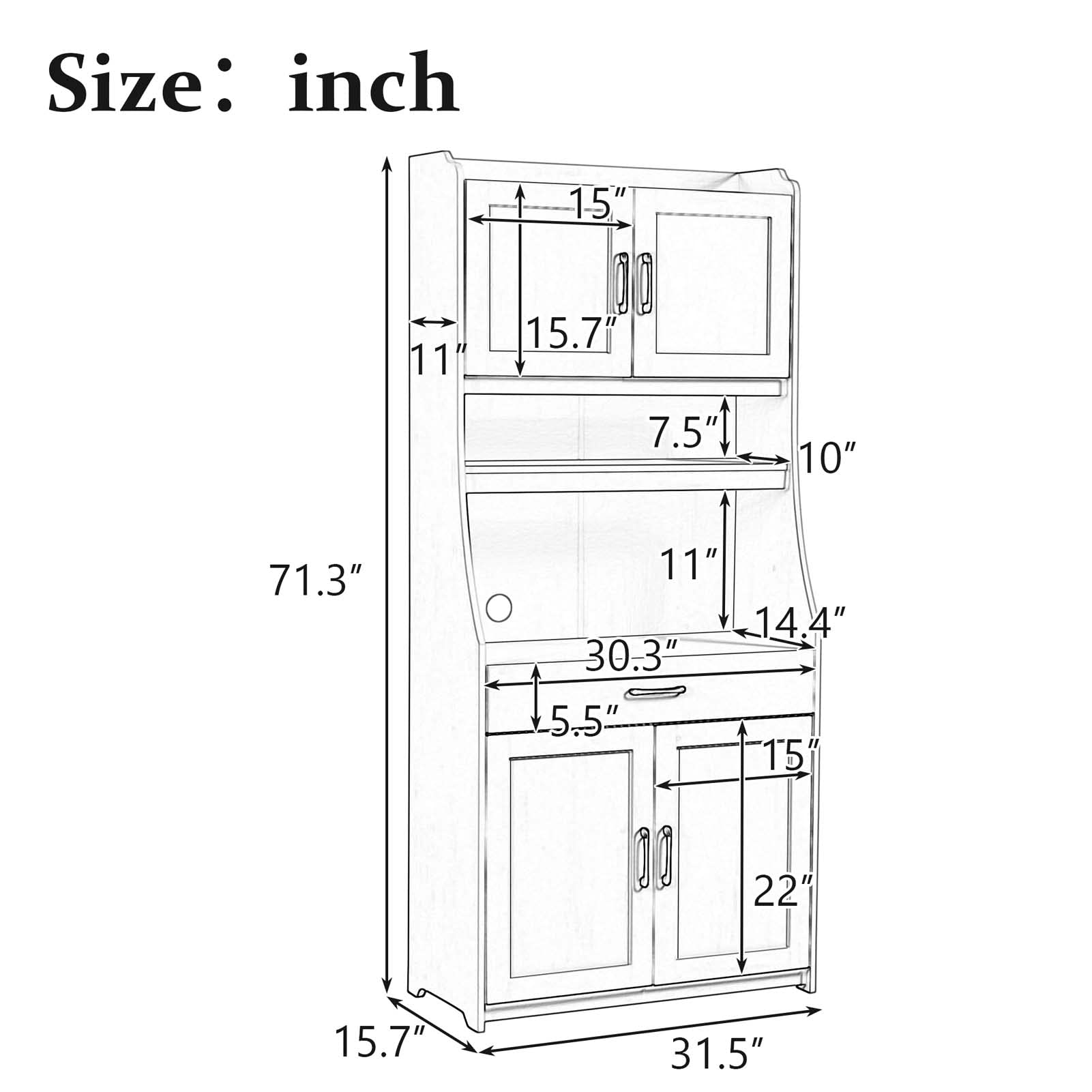 Black Kitchen Pantry Storage Cabinet with Adjustable Shelves & Doors - Buffet Organizer for Kitchen, Living Room, Dining Room - Perfect for Small Space Organization & Home Decor
