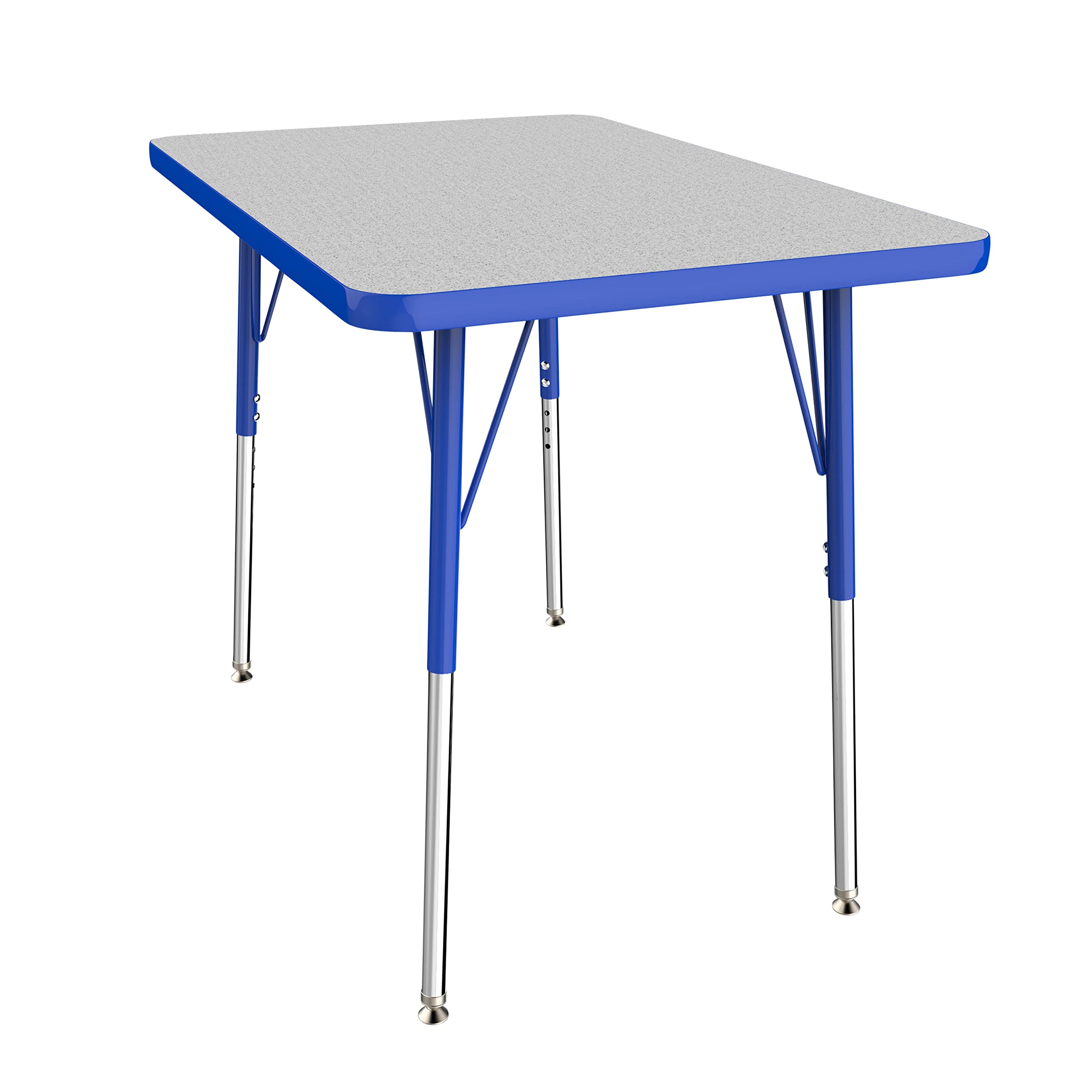 FDP Rectangle Activity Table 24x36 Inch - Adjustable Height 19-30 Inches with Swivel Glides - Gray Top & Blue Edge - Perfect for School, Office & Home Workspaces - Quick Ship Single Box