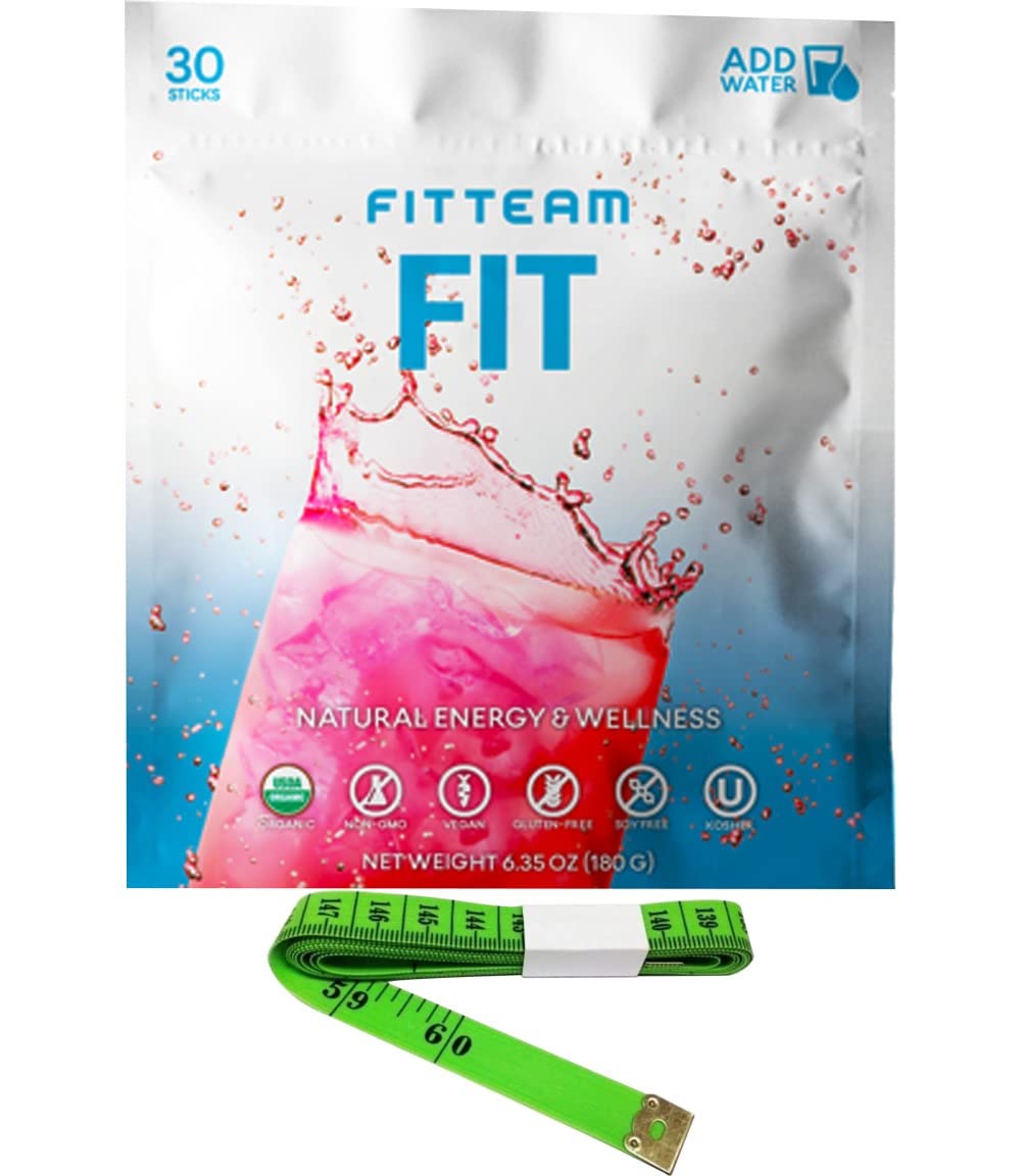 FitTeam Fit Natural Energy & Wellness Drink with Free Measuring Tape - Boost Workouts & Daily Energy | Perfect for Gym, Office & Active Lifestyles