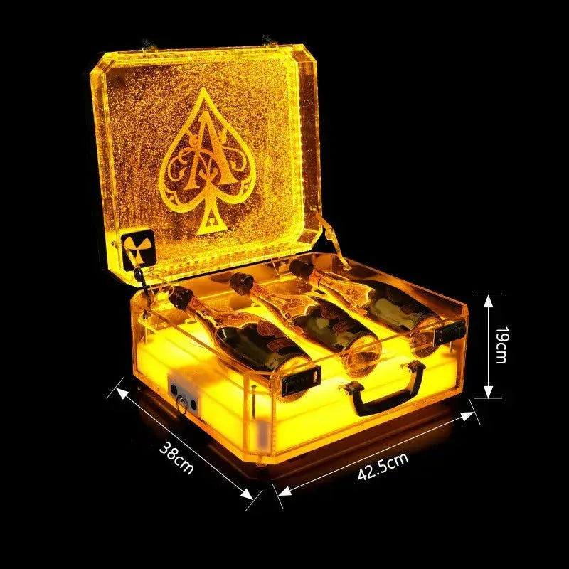 6-Pack LED Light-Up Ace of Spade Champagne Bottle Display Case - Glowing Wine Bottle Holder for Nightclubs, Bars, Parties & Special Events - Perfect for Club Decor, VIP Tables & Themed Celebrations