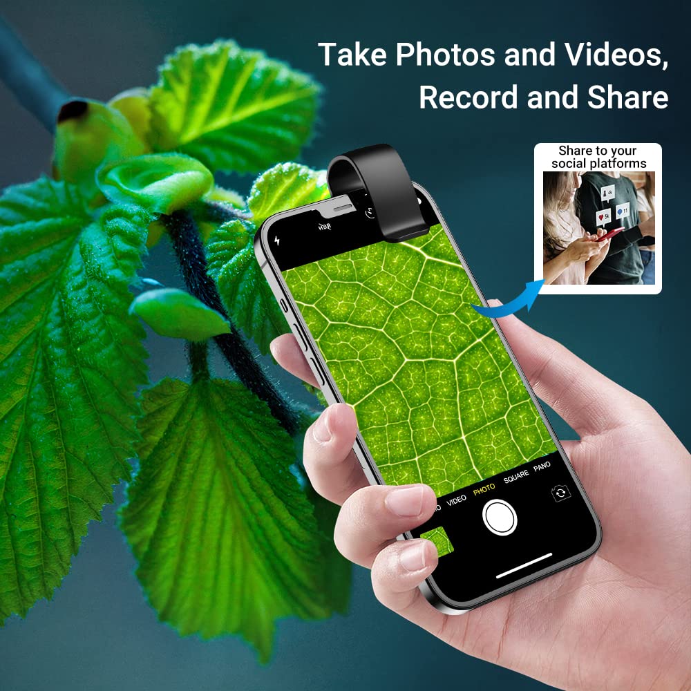 200X Magnification Microscope Lens with CPL Filter & LED Light - Universal Macro Lens for iPhone, Samsung & All Smartphones (Black) - Perfect for Coin Collecting, Jewelry Inspection & Science Experiments