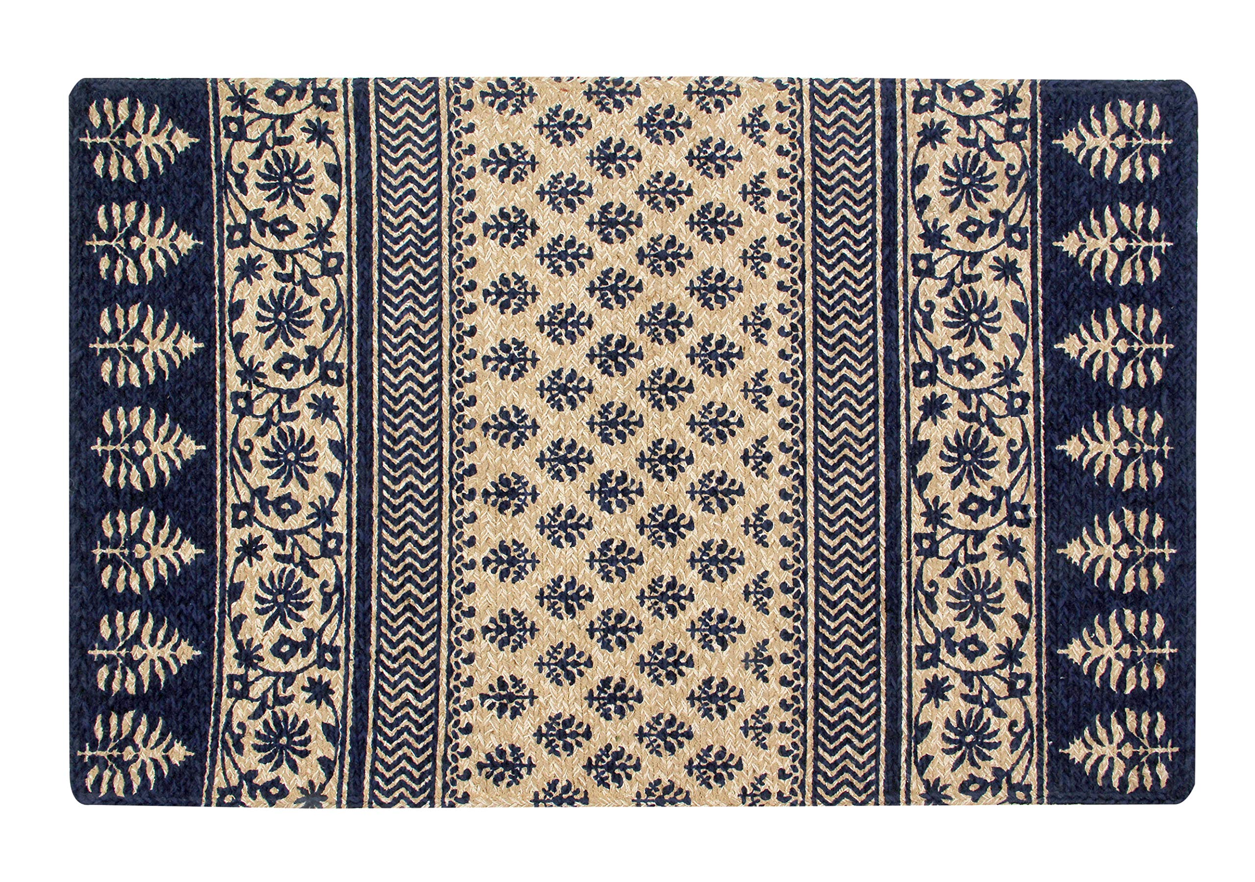 Better Trends Majestic Handwoven 3-Piece Indoor/Outdoor Reversible Area Rug Set - 100% Natural Jute Fiber, Durable, Mildew & Moisture Resistant - Navy Blue - Perfect for Living Room, Bedroom, or Patio Decor