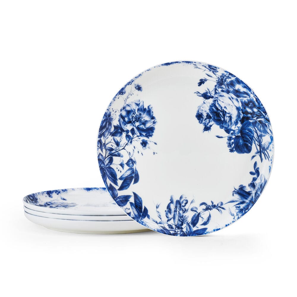 Pippa Blue Set of 4 Salad Plates - 7.5 Inch Ceramic Appetizer Dishes for Dinner Parties, Picnics & Home Decor