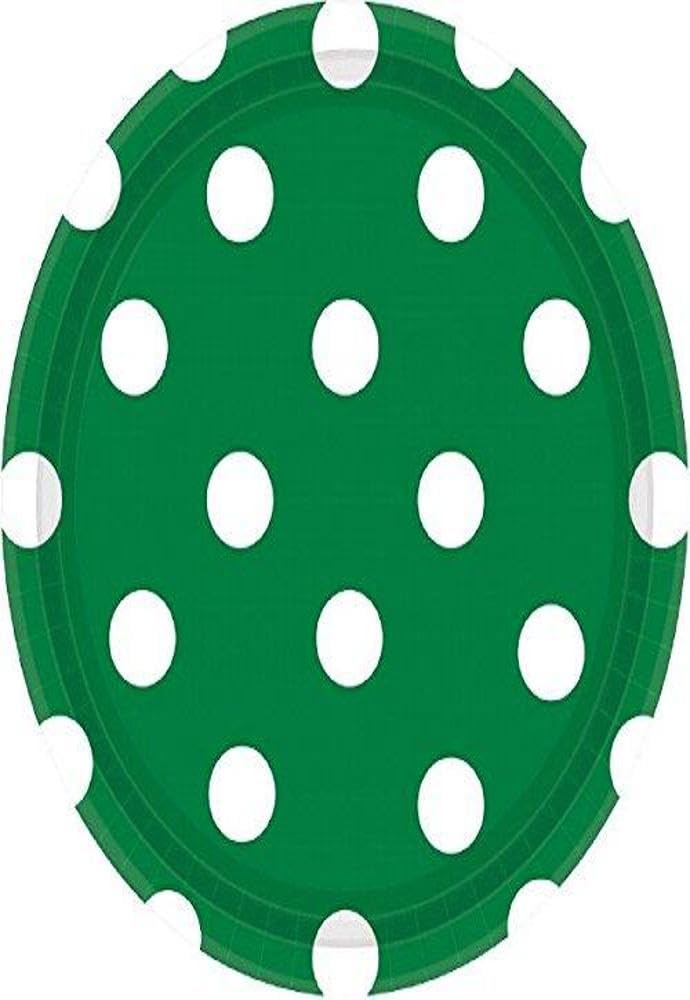 Festive Green Dots Dessert Paper Plates - 7 Inch Round Disposable Party Tableware - Pack of 8 - Perfect for Birthday Celebrations, Baby Showers & Holiday Gatherings