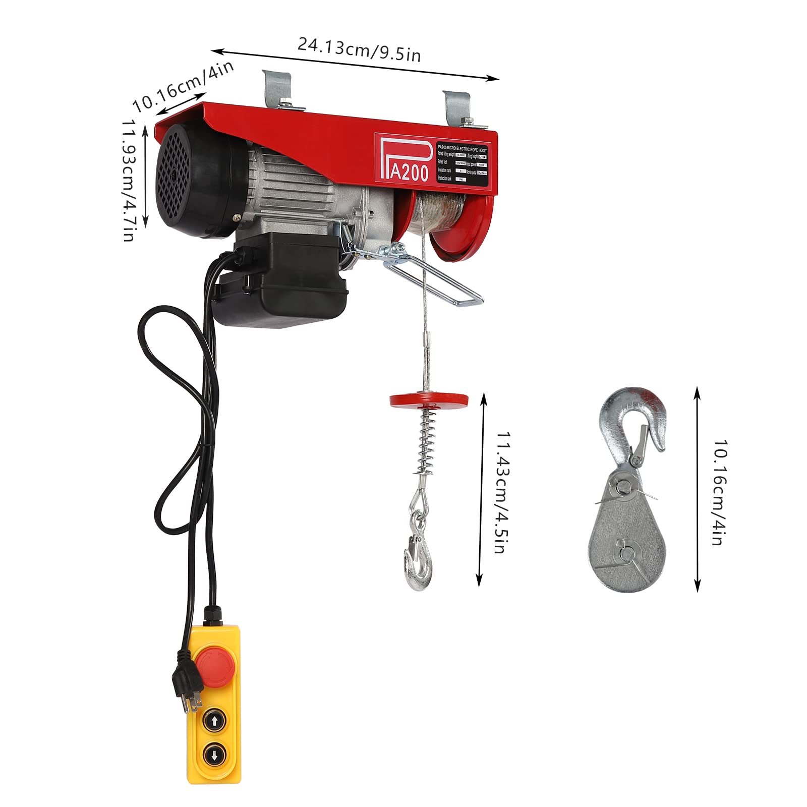 440Lbs Electric Hoist Winch 110V with Remote Control - Heavy Duty Lifting for Warehouses, Factories, Garages & Construction Sites - Perfect for Loading/Unloading, Equipment Moving & DIY Projects