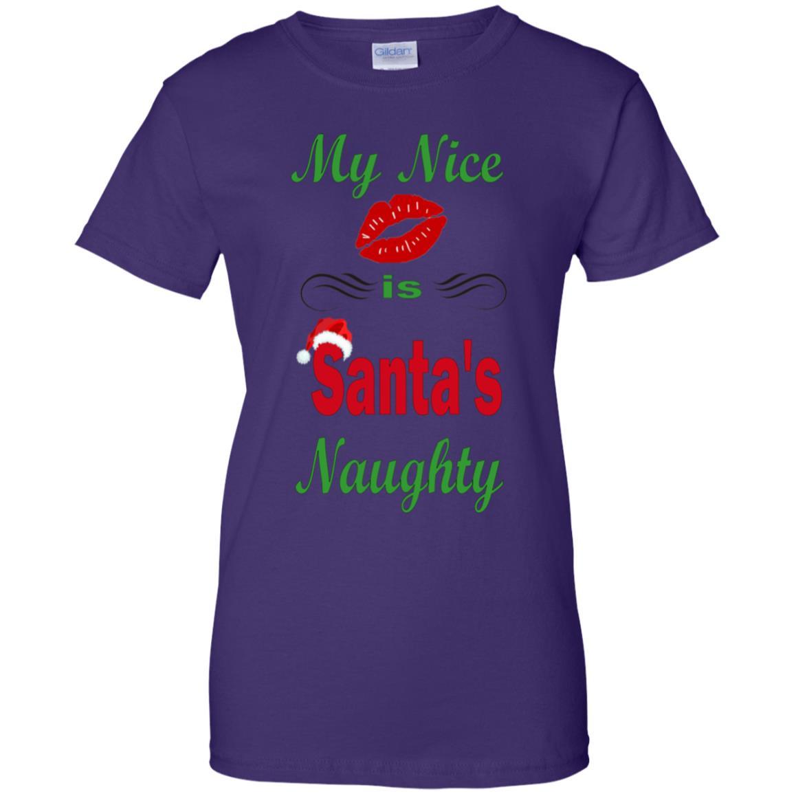 WineyBitches.co Santa's Naughty Ladies' 100% Cotton T-Shirt - Funny Christmas Gift for Women, Holiday Party Outfit, Casual Wear
