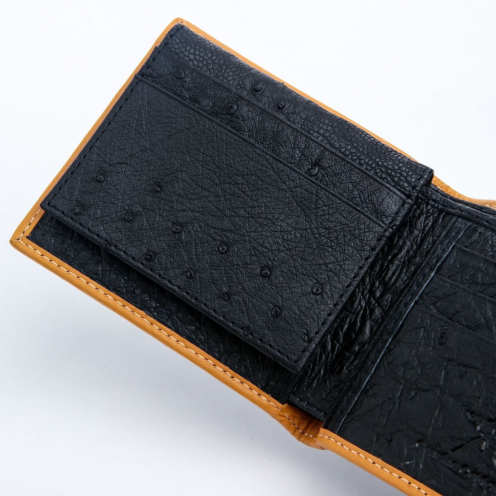Authentic Black Ostrich Leg Leather Wallet for Men - Luxury Slim Bifold Credit Card Holder with RFID Protection - Perfect for Business, Travel & Everyday Use