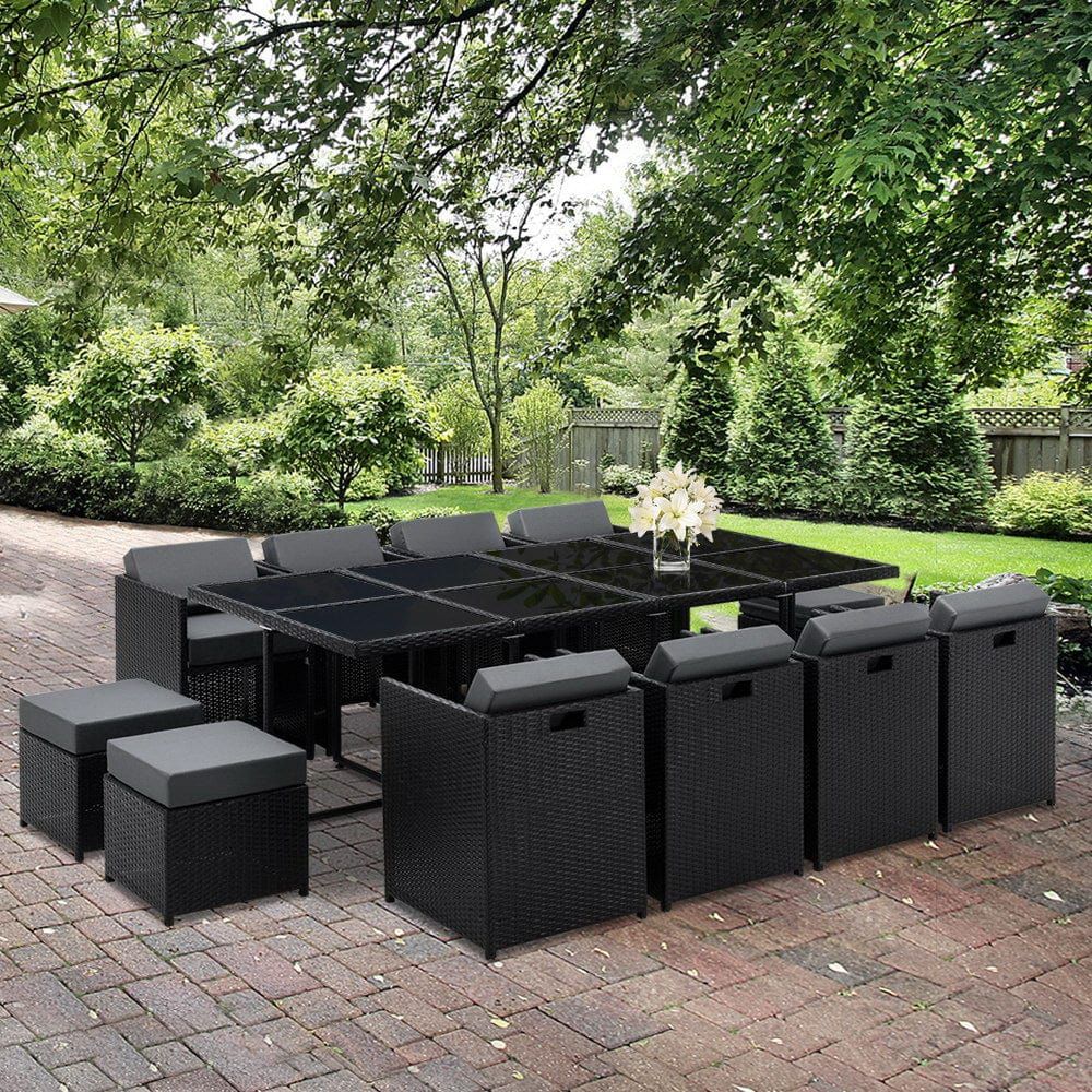 Gardeon 13-Piece Wicker Outdoor Dining Set - Patio Furniture for Backyard, Garden & Poolside Dining - Rattan Dining Table with Chairs for Outdoor Entertaining