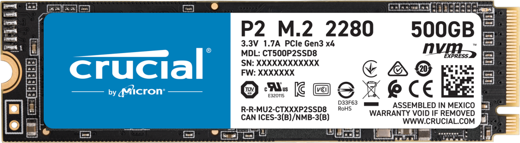 Crucial P2 3D NAND NVMe PCIe M.2 Internal SSD - 250GB/500GB/1TB/2TB High-Speed Storage for Gaming, Laptops & PC Upgrades | Fast Boot & Load Times