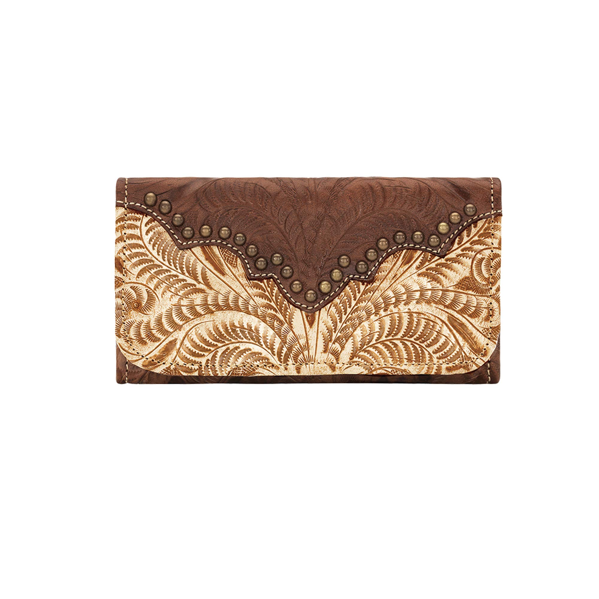 American West Women's Annie's Secret Tri-Fold Leather Wallet - Cream Color, RFID Blocking, Slim Design for Everyday Use - Perfect for Travel, Shopping & Daily Essentials Organization