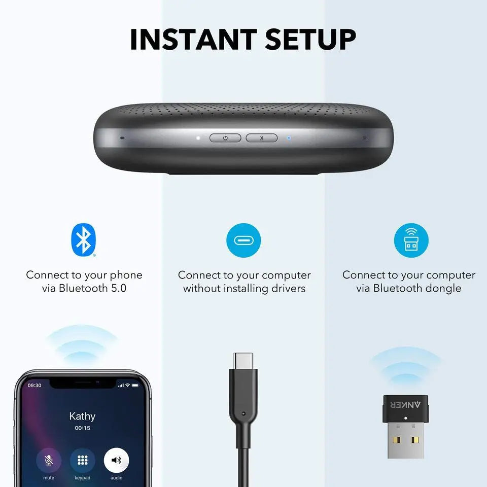 PowerConf+ Bluetooth Speakerphone A3306 - Wireless Conference Speaker with HD Voice, Noise Cancellation for Home Office, Business Meetings & Remote Work
