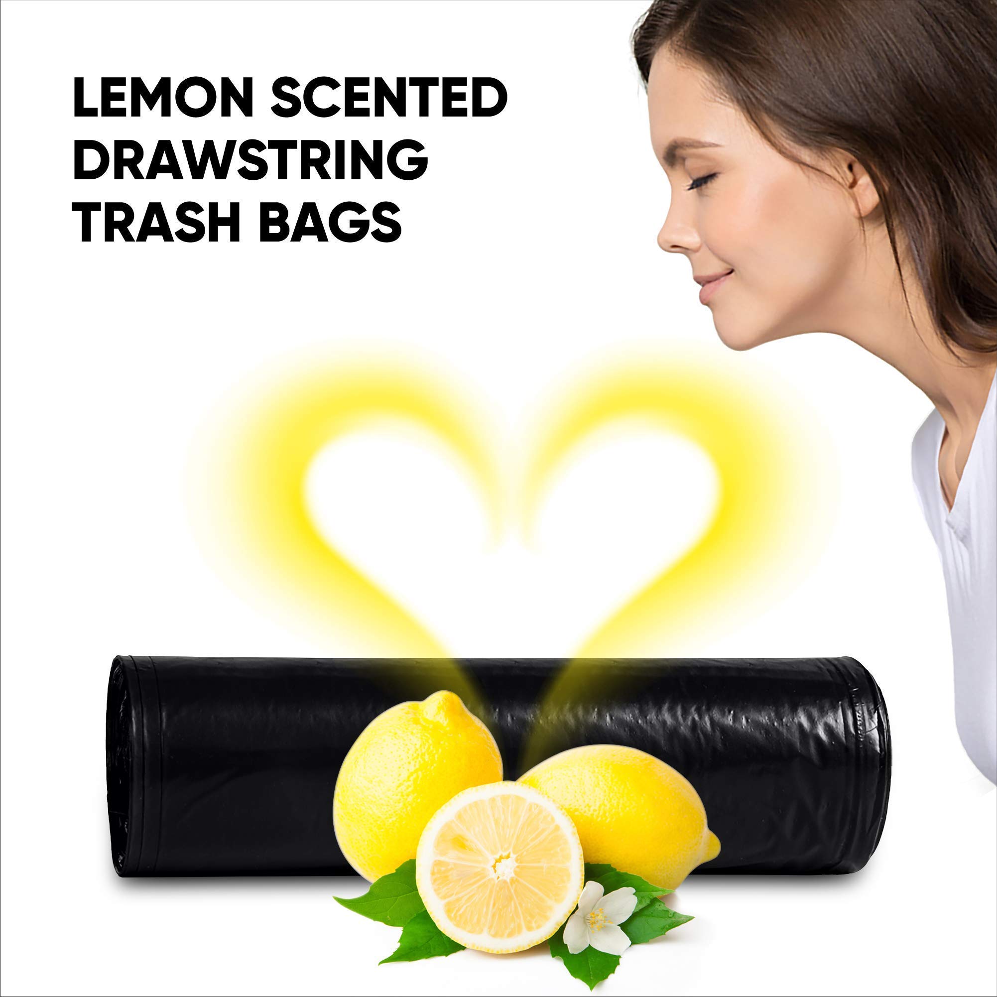 Gray Car Trash Can with Drawstrings & 3-Pack Lemon Scented Trash Bags (20 Count) - Portable Auto Garbage Bin for Road Trips, Commuting and Travel Accessories