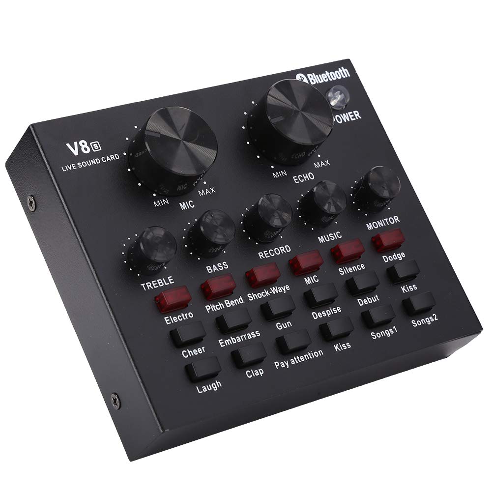V8S Live Sound Card - Mini Audio Mixer with Cloud Sound Effects for Streaming, Karaoke, Recording | Perfect for Podcasting, Gaming & Online Meetings