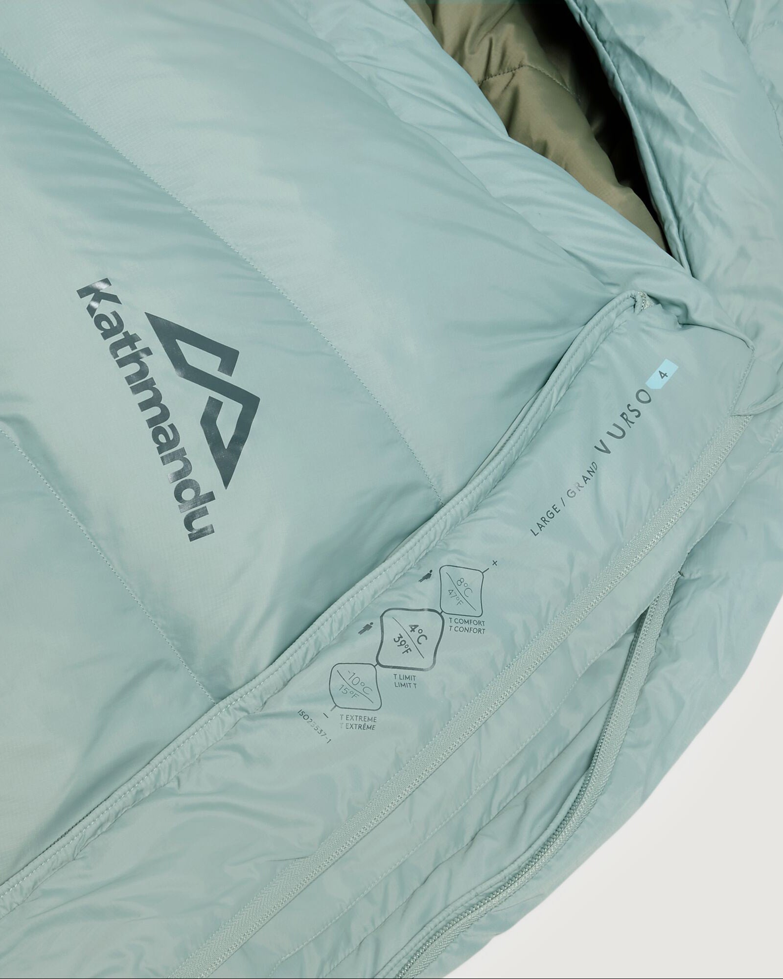 Vurso 4°C Large Sleeping Bag for Camping & Hiking - Gum Tree/Dark Moss Color - Perfect for Outdoor Adventures & Backpacking Trips
