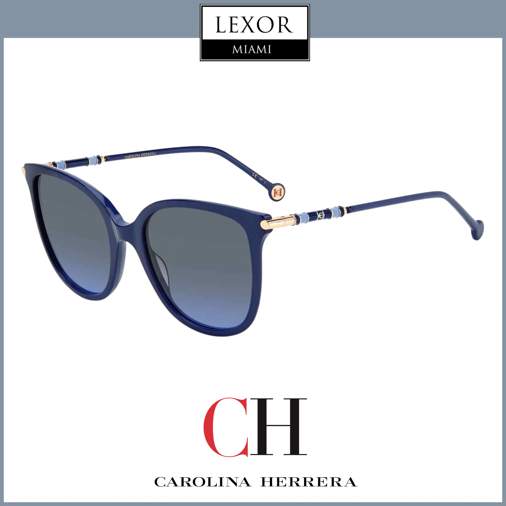 Carolina Herrera CH 0023/S 0PJP GB Blue Women's Designer Sunglasses - UV Protection, Fashion Eyewear for Women, Perfect for Beach, Driving & Outdoor Activities
