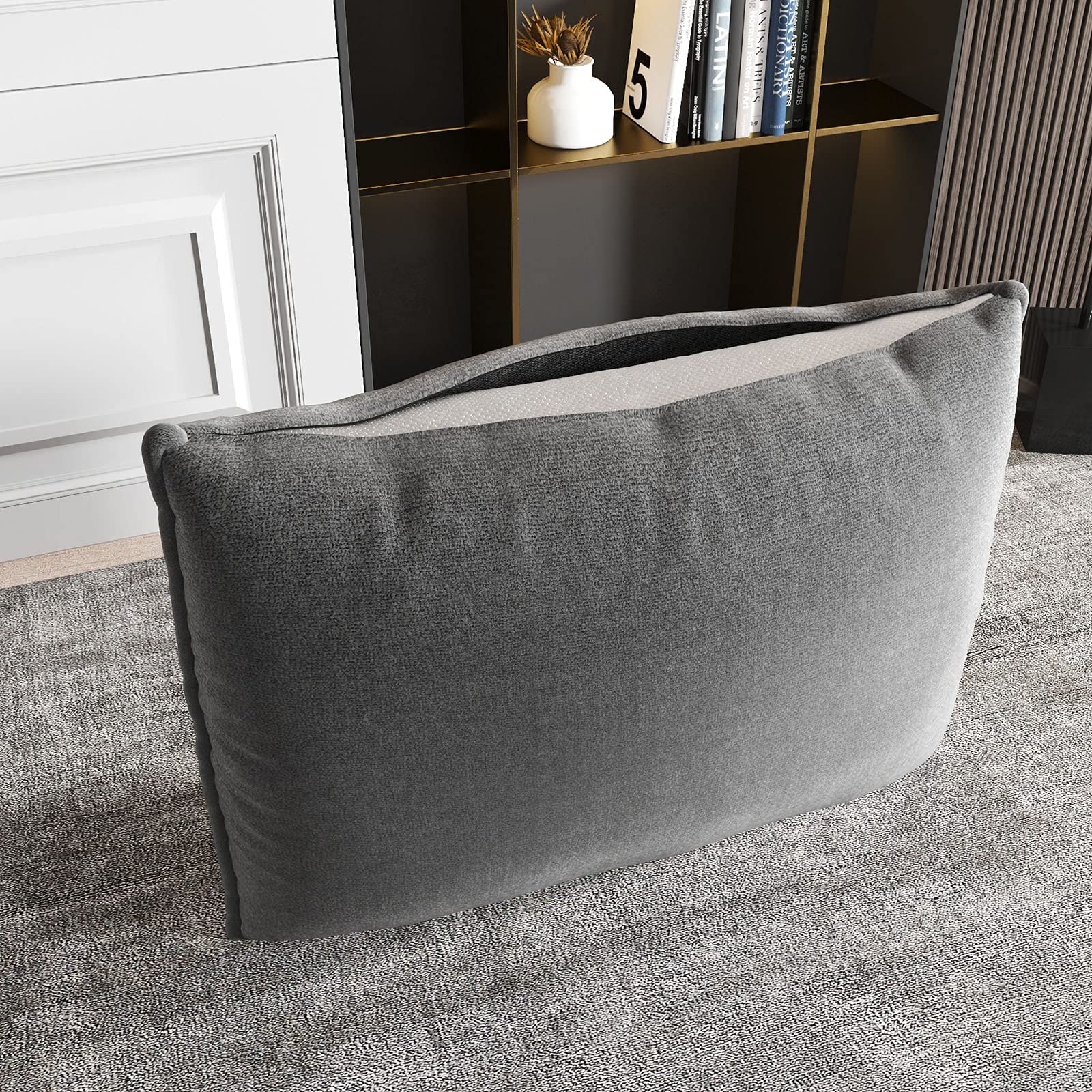 HONBAY Soft Rectangle Back Cushion with Polyester Cover - 25.2x18.1 Inch Grey Throw Pillow for Modular Sofa, Living Room, Bedroom & Office Comfort