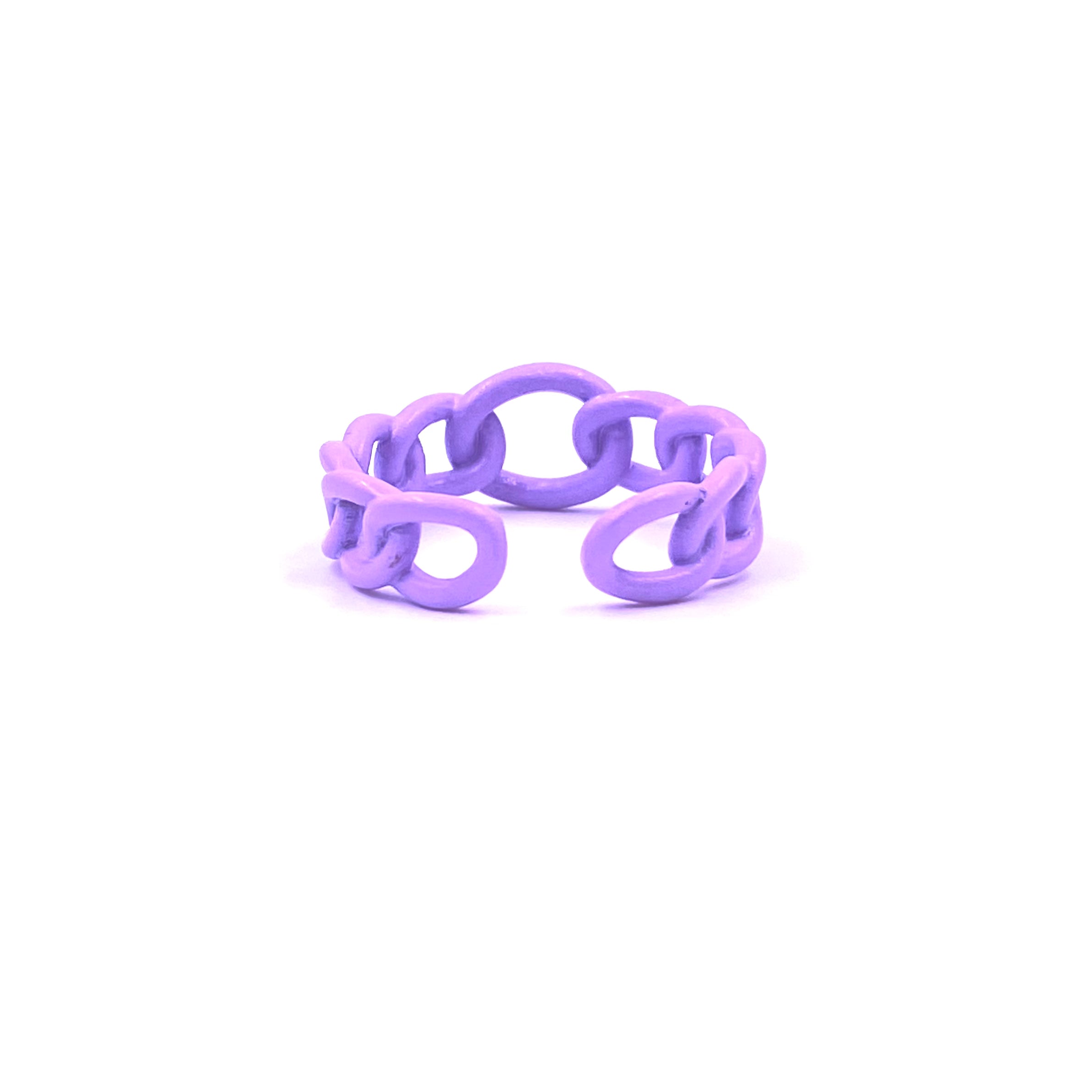 Ashley Gold Stainless Steel Purple Enamel Cuban Link Band Ring for Women - Fashion Jewelry Gift for Birthday, Anniversary & Valentine's Day