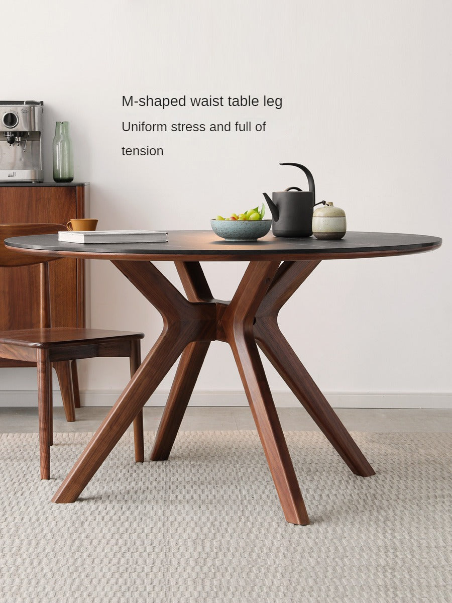 Premium Black Walnut Solid Wood Round Dining Table - 42 Inch Natural Wooden Kitchen Table for 4-6 People - Perfect for Family Dinners, Kitchen Islands & Dining Rooms
