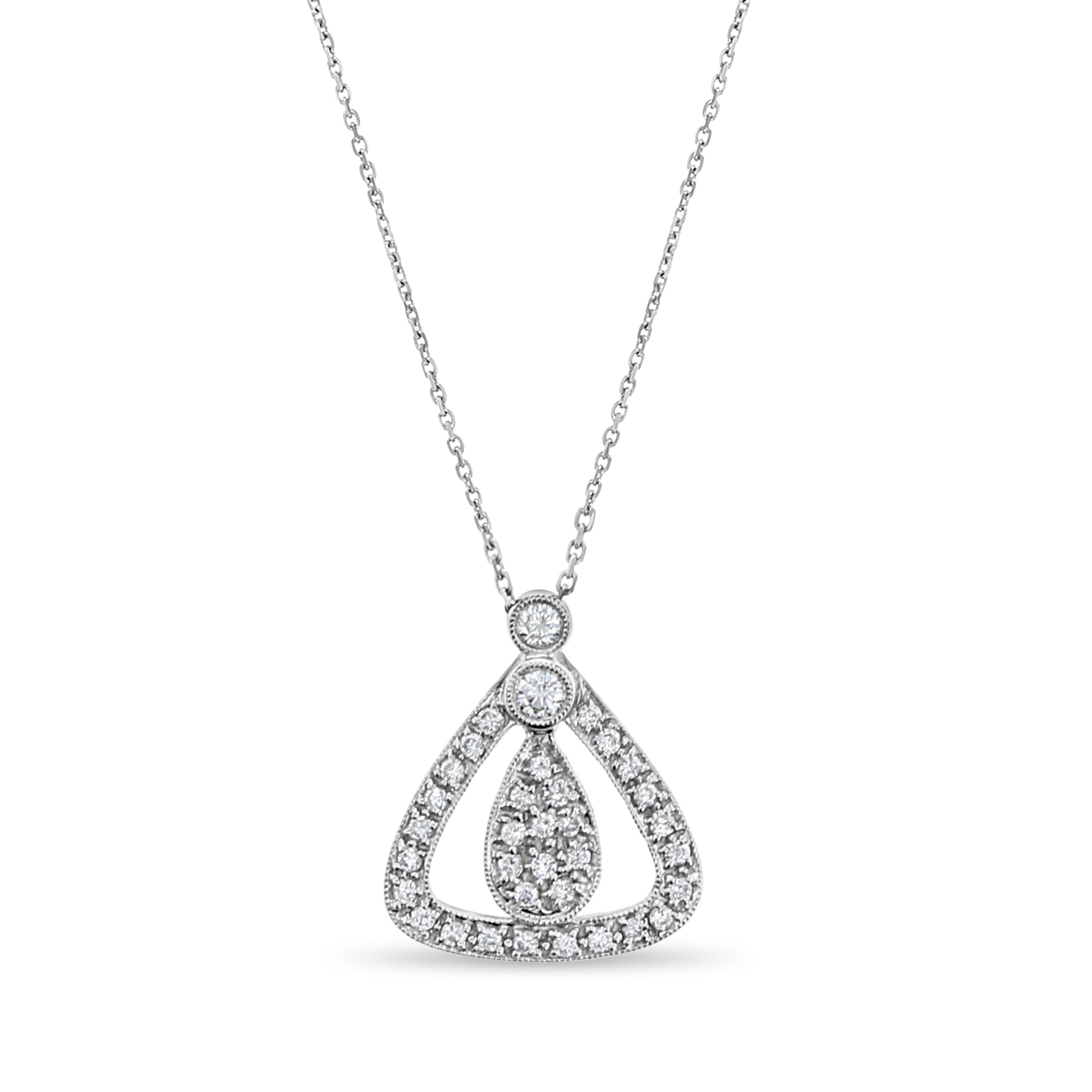 14K White Gold Diamond Pave Cluster Pendant Necklace .48cttw - Elegant Jewelry Gift for Women, Perfect for Weddings, Anniversaries & Special Occasions