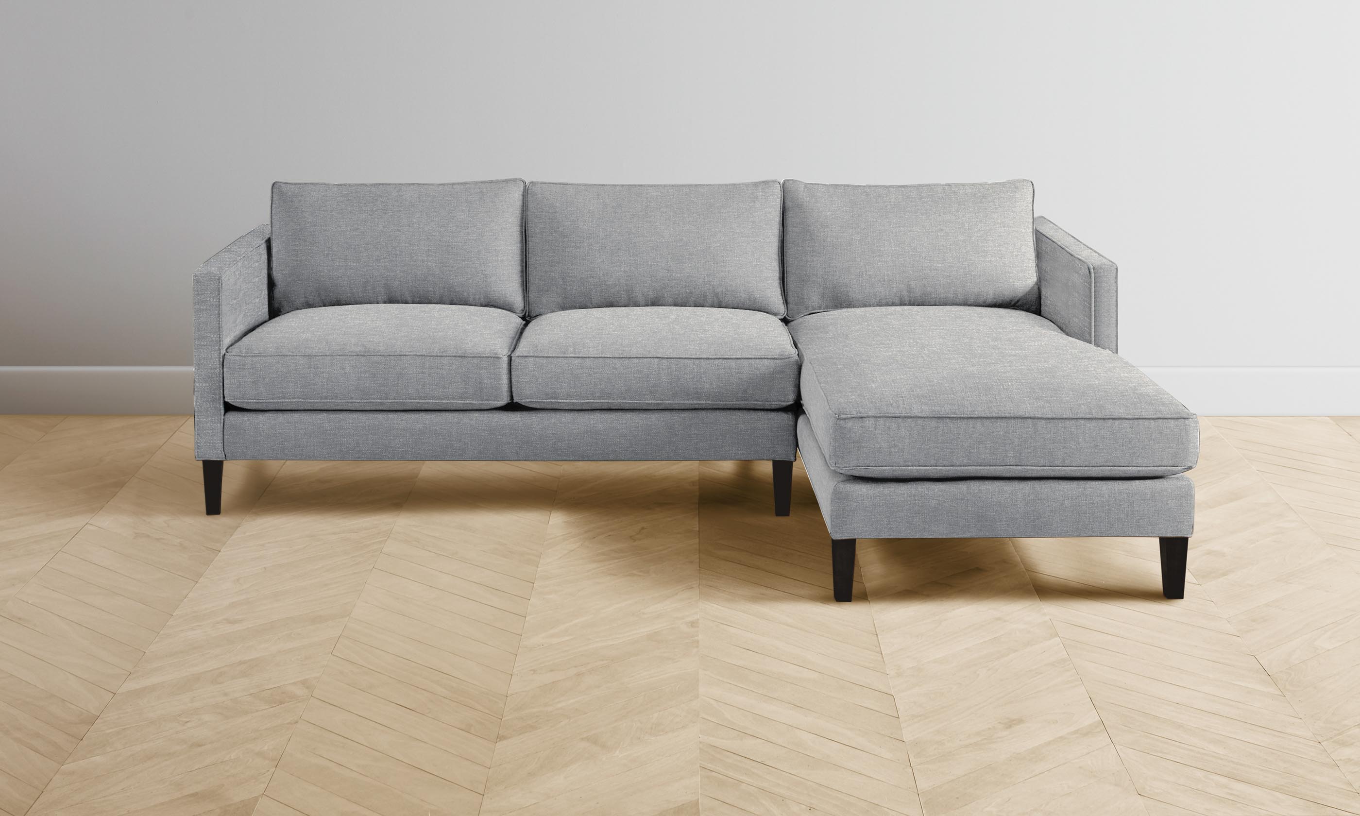 Premium Crosby Sectional Sofa - Soft Merino Wool Upholstery in Heather Grey | Modern Living Room Furniture for Cozy Home & Lounge Spaces