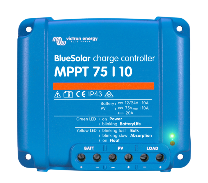 Victron Energy BlueSolar MPPT 75/10 Solar Charge Controller 12V/24V 10A | SCC010010050R | Perfect for RVs, Boats & Off-Grid Solar Systems