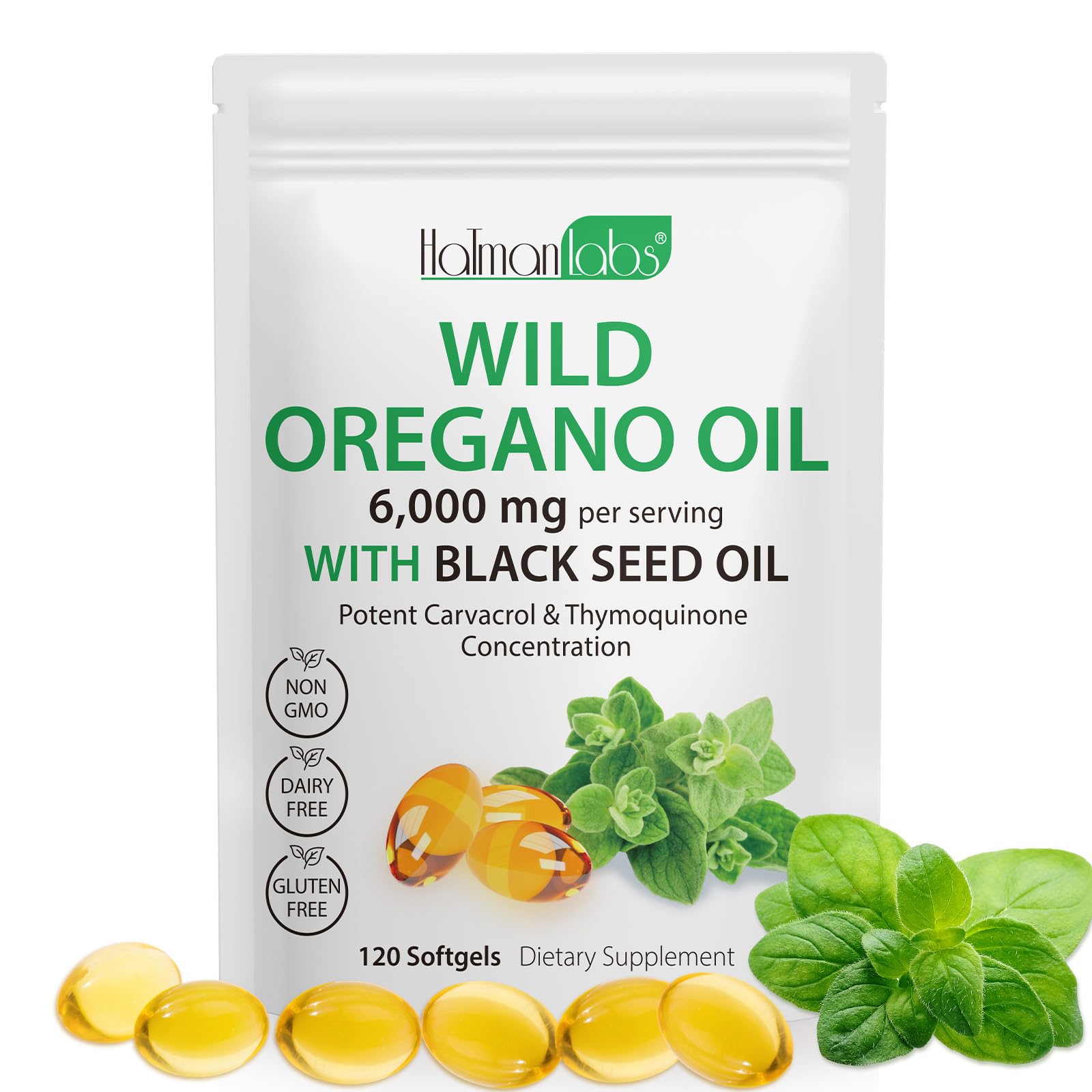 Organic Oregano Oil with Black Seed Oil Capsules - 120 Softgels | Natural Antioxidant Supplement for Immune Support & Digestive Health | Perfect for Daily Wellness & Travel