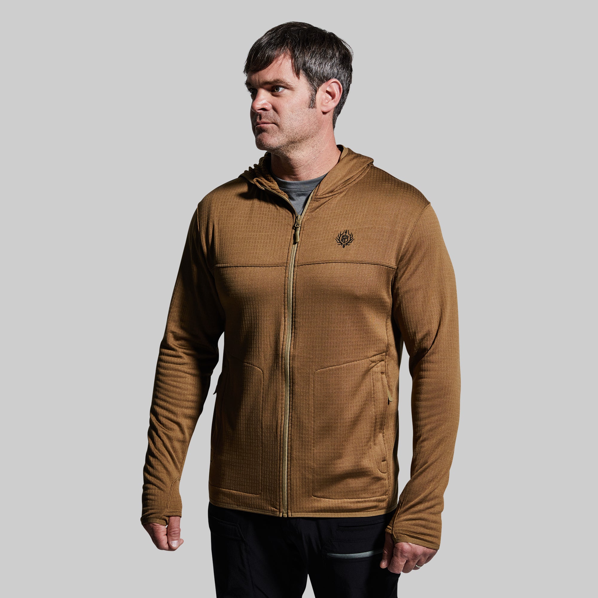 Men's Quiver Full Zip Hoodie - Coyote Brown Color | Lightweight Fleece Jacket for Outdoor Activities, Hiking & Casual Wear