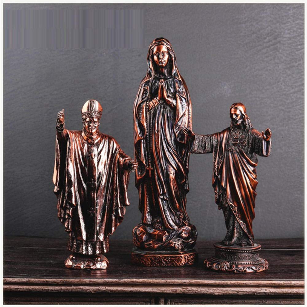 Handcrafted Resin Jesus Virgin Mary Vatican Pope Figurine - Christian Catholic Religious Sculpture Statue for Home Decor, Gift & Prayer Altar