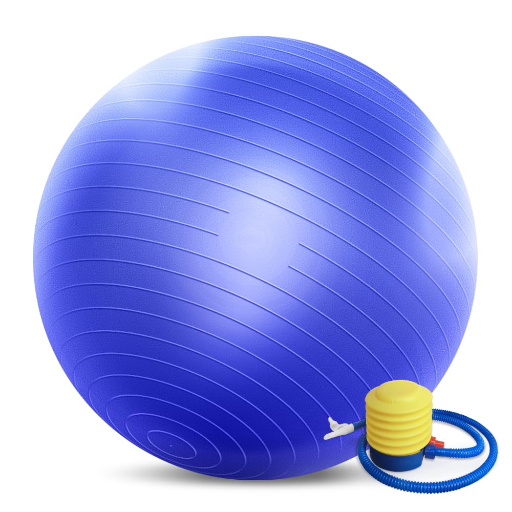 Forbidden Road Yoga Ball - Exercise Ball for Stability, Fitness, Workout & Physical Therapy with Pump - Perfect for Home Gym, Office Chair & Pregnancy Workouts
