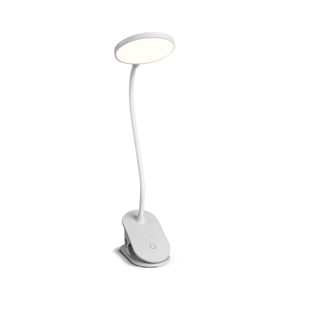 LED Clip Desk Lamp with Touch Control & USB Charging Port - Dimmable Eye Protection Study Lamp for Office, Student & Child - Perfect for Home, Dorm & Workspace (White, Plug Type)