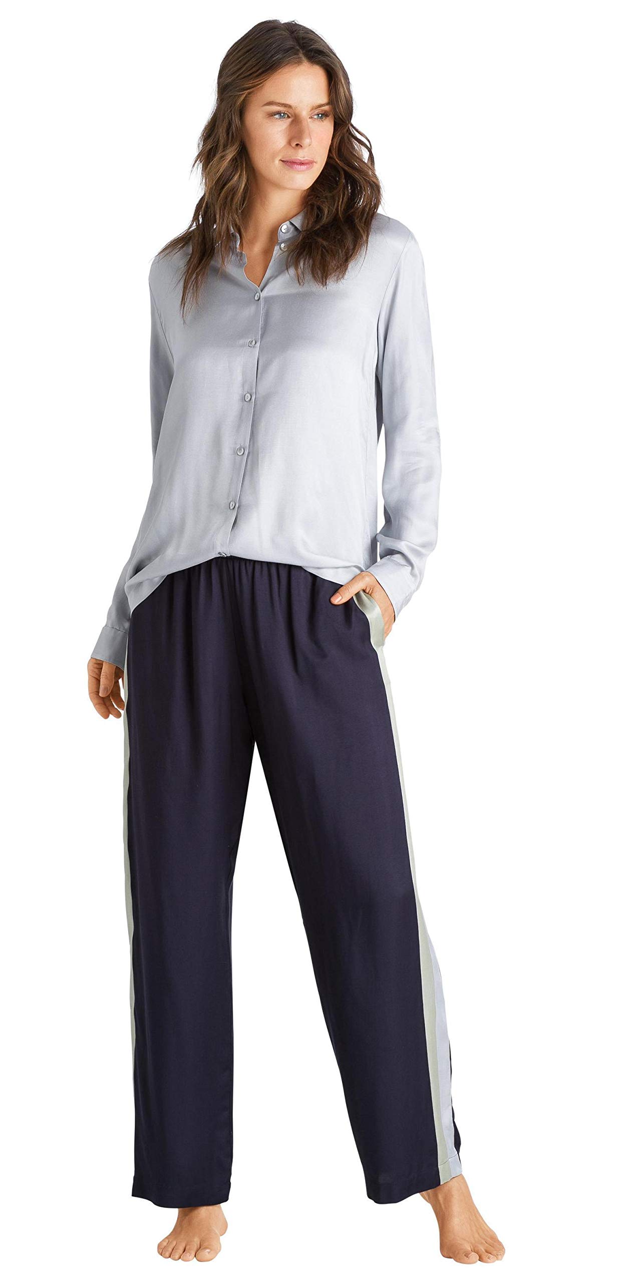 HANRO Women's Nori Long Pants - Soft Comfortable Lounge Pants for Relaxing at Home, Yoga, and Sleep | Premium Cotton Stretch Fabric