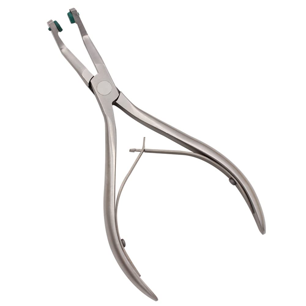 Professional Dental Crown Plier - Stainless Steel Dentist Tool for Temporary Teeth Removal with Green Rubber Grips - Perfect for Dental Clinics, Crown Adjustments, and Prosthetic Dentistry