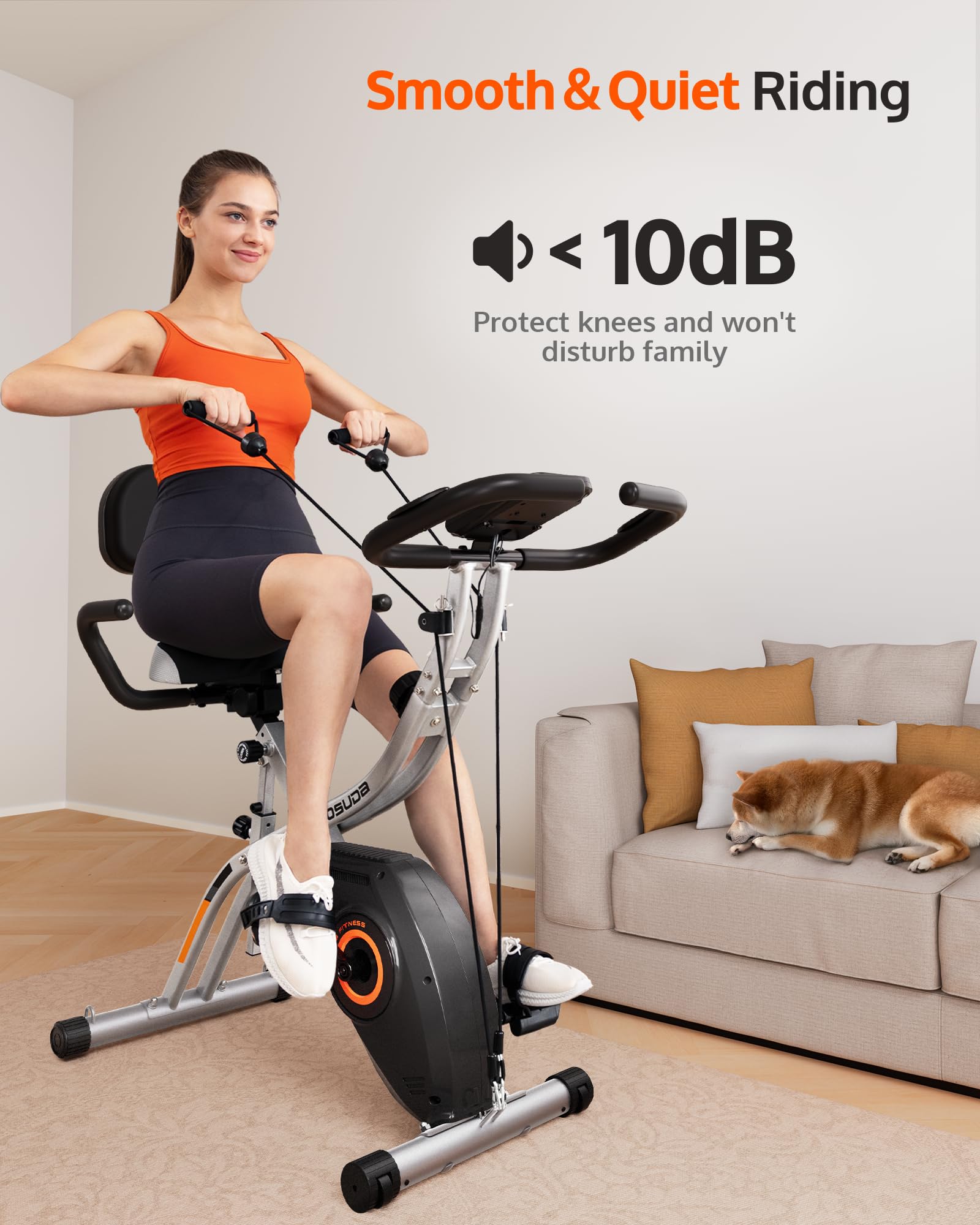YOSUDA Foldable Exercise Bike for Home Gym - Adjustable Stationary Bicycle with LCD Monitor for Cardio & Strength Training | Perfect for Small Spaces, Apartment Workouts & Indoor Cycling