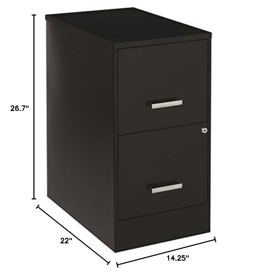 2-Piece Black Metal Filing Cabinet Set with 2 Drawers - Home Office Organization & Document Storage for Office, School, or Home Use