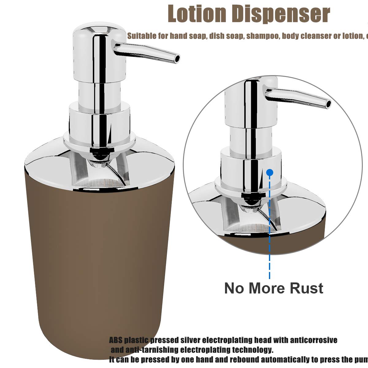 6-Piece Bathroom Accessories Set - Plastic Soap Dispenser, Toothbrush Holder, Tumblers, Soap Dish, Trash Can & Toilet Brush with Drawstring Bags (Brown) | Modern Bathroom Organization for Home, Apartment, Dorm & Guest Bath Decor