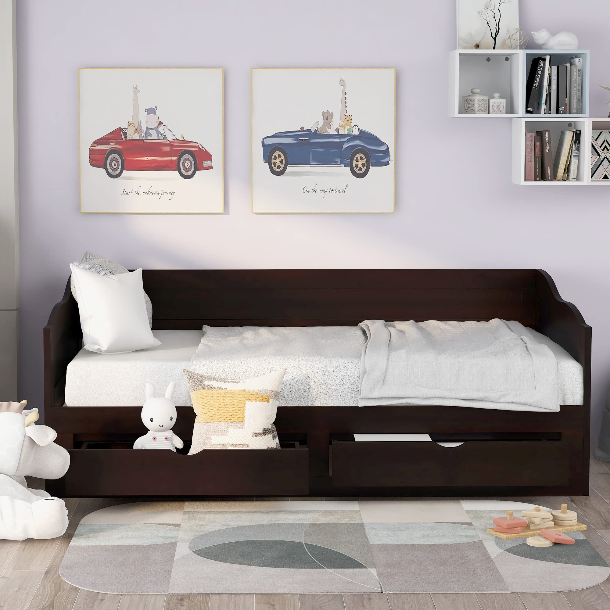 Extendable Twin Daybed with Trundle and Storage Drawers - Wooden Sofa Bed Frame, No Box Spring Required, Espresso Finish - Perfect for Guest Rooms, Small Spaces & Multi-Functional Living Areas