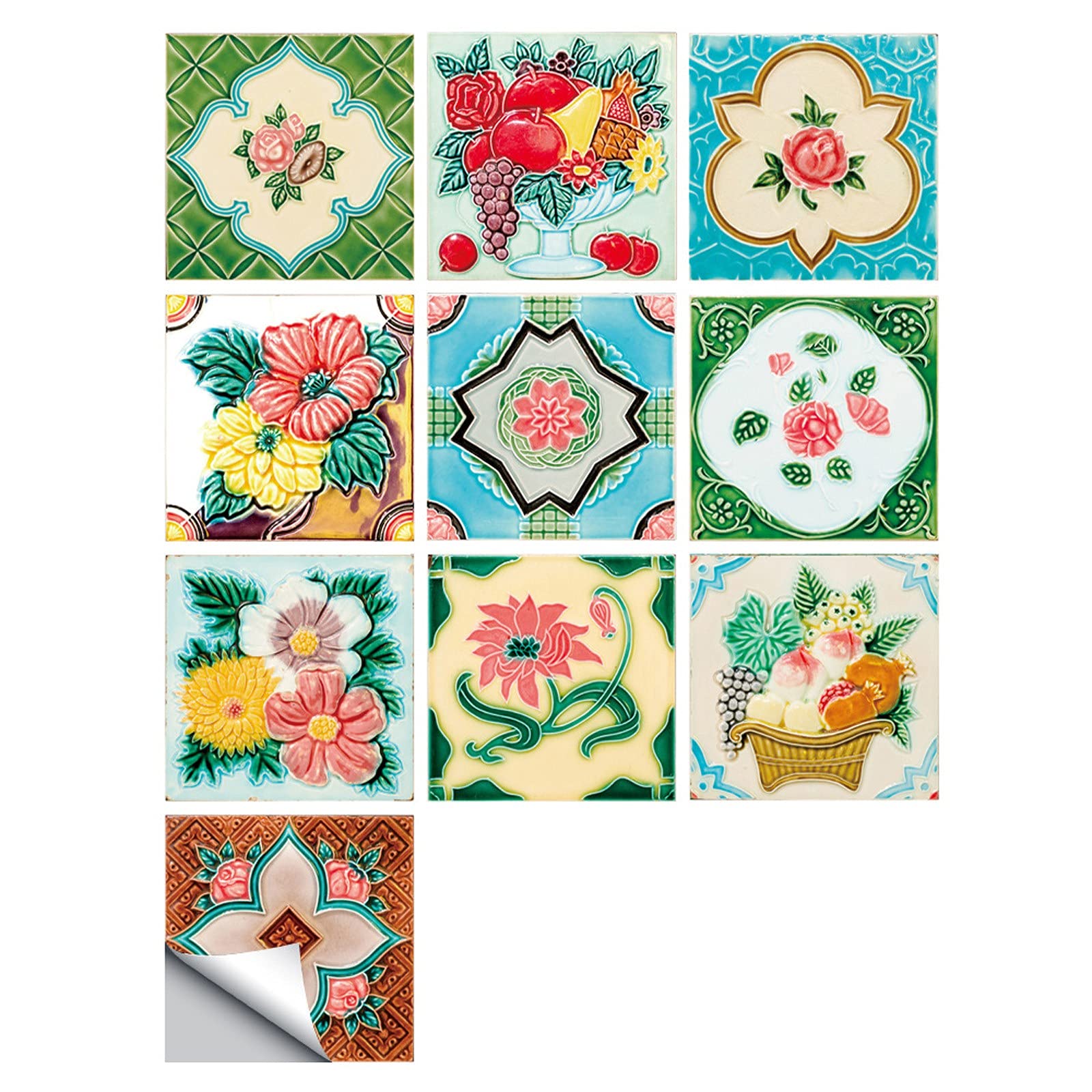 10Pc 3D Tile Stickers for Kitchen Countertop - Waterproof Self-Adhesive Wall Stickers (4 Inch) - DIY Home Decor for Backsplash, Bathroom, and Furniture Upgrade