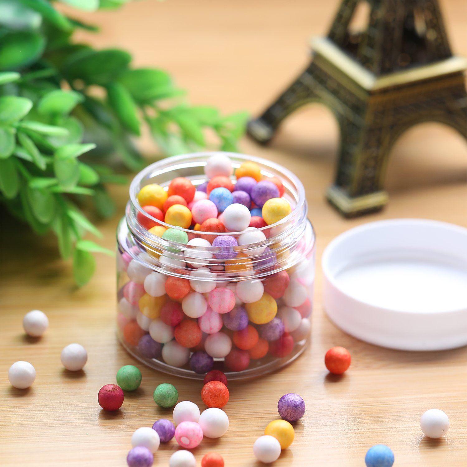 SATINIOR 12-Pack 6 oz Clear Plastic Storage Jars with Lids - Airtight Round Cosmetic Containers for Travel Toiletries, Lotion, Cream, Makeup, Ointments, Kitchen Spices & Craft Beads - Perfect for Organizing Samples, Rhinestones & Small Items