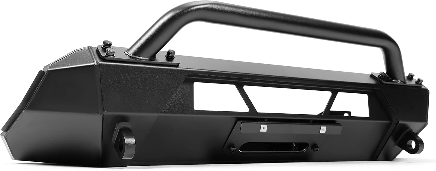 Kojem Steel Winch Bumper with Push Bar & Grill Guard - Compatible with 2016-2023 Toyota Tacoma | Heavy Duty Black Front Bumper Protector | Perfect for Off-Roading, Hunting & Truck Protection