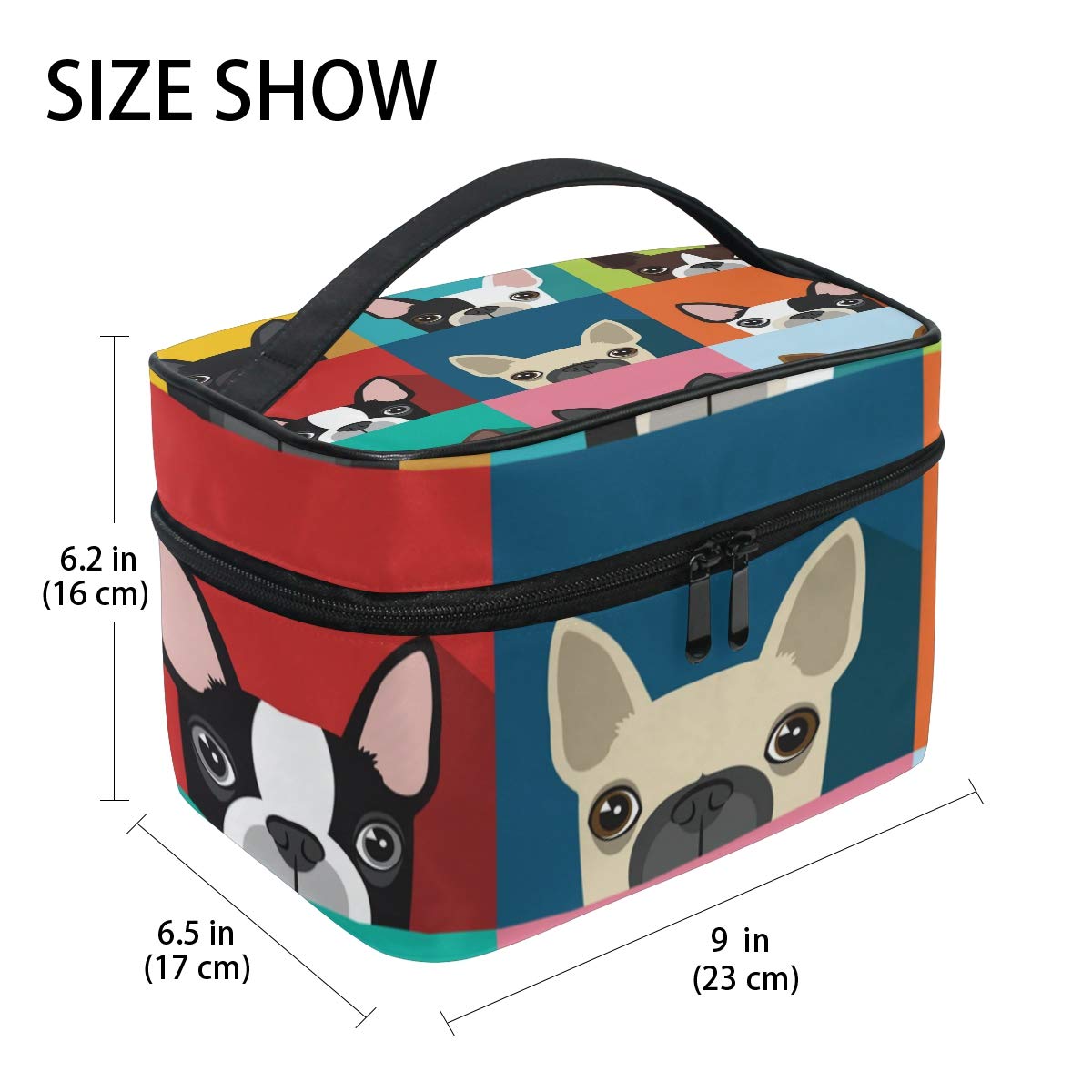 Boston Terrier Pattern Makeup Train Case - Portable Travel Cosmetic Bag & Artist Storage Organizer for Women | Perfect for Travel, Salon Professionals & Makeup Artists