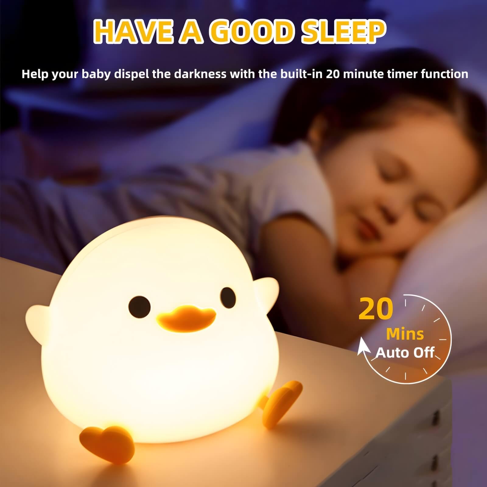 Dodo Duck Night Light - Rechargeable Dimmable LED Duck Lamp with 20-Minute Timer & Touch Control | Cute Silicone Nursery Nightlight for Baby Rooms, Bedrooms & Living Rooms | Perfect for Nighttime Feeding, Reading & Relaxation
