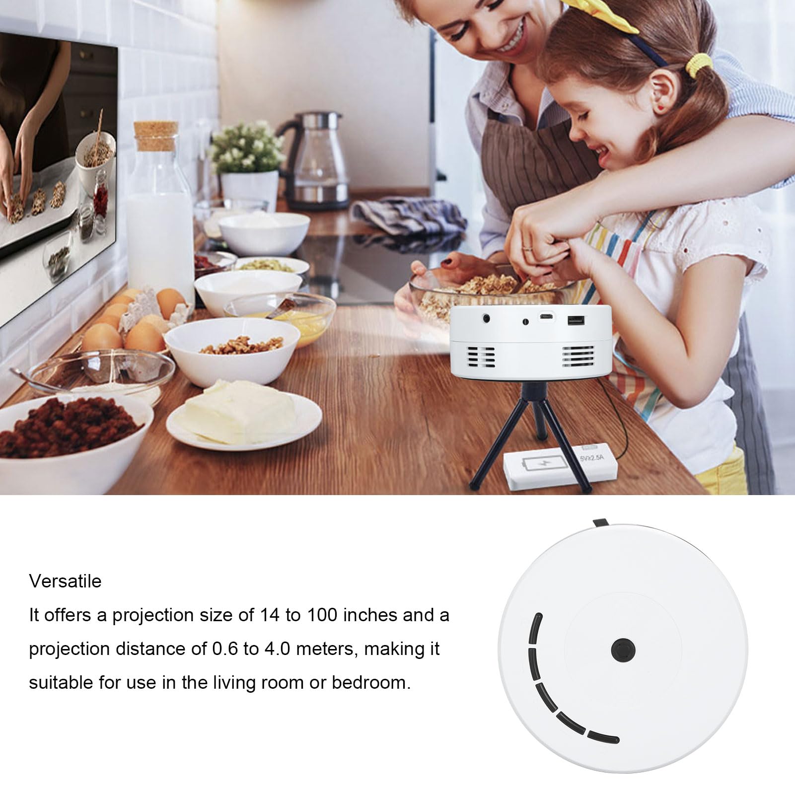 Mini Projector - Full HD 1080P Portable Outdoor Projector for Home Theater, Movies & Gaming | Compatible with Android, iOS, Tablets & TV Stick | Perfect for Backyard Movie Nights, Camping & Kids Birthday Parties