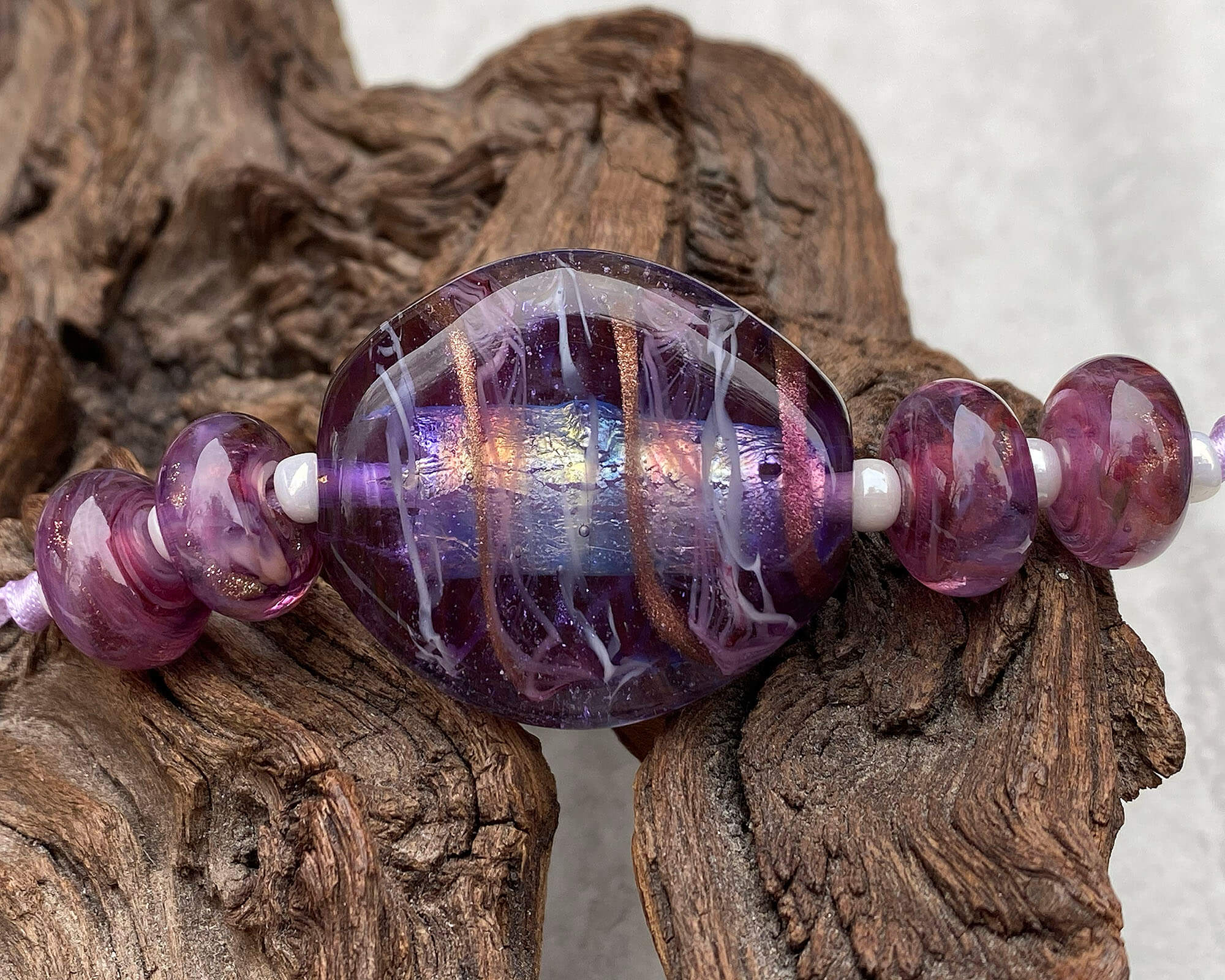 Handmade Purple Swirl Shimmer Lampwork Glass Focal Bead for Jewelry Making - Perfect for Necklaces, Bracelets, and DIY Craft Projects